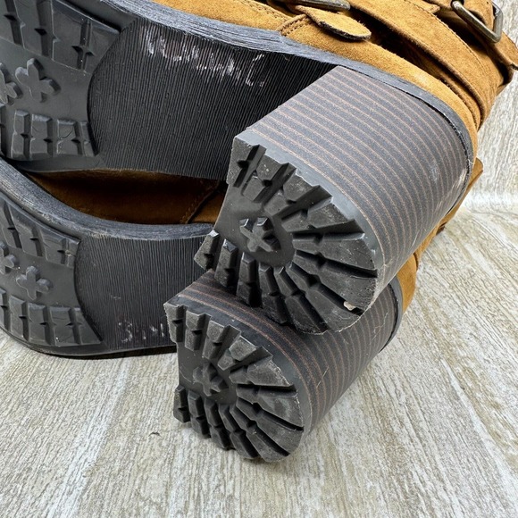 American Eagle Boots Womens 8.5 Suede Leather Moto Harness Slouch Biker Mid Calf - Picture 8 of 10